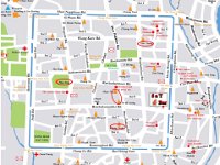 Plan du centre de Chiang Mai avec indication des temples visités (sauf Wat Suthep)