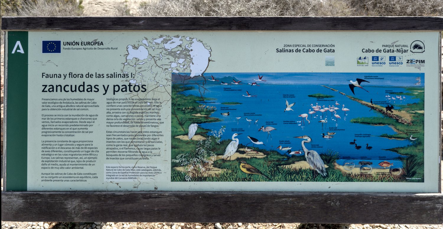 Panneau d'informations à las Salinas